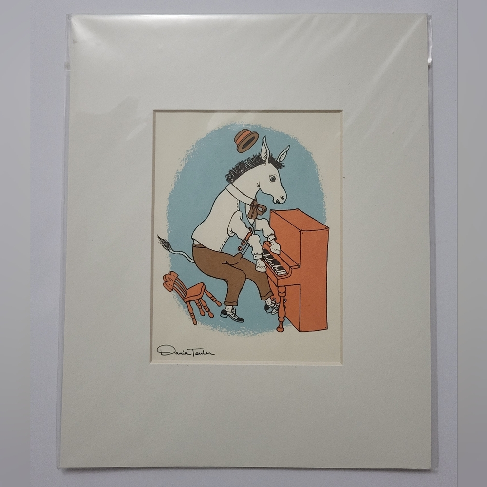 Matted Honky Tonk Donkey Silkscreen Orange and Blue Accents